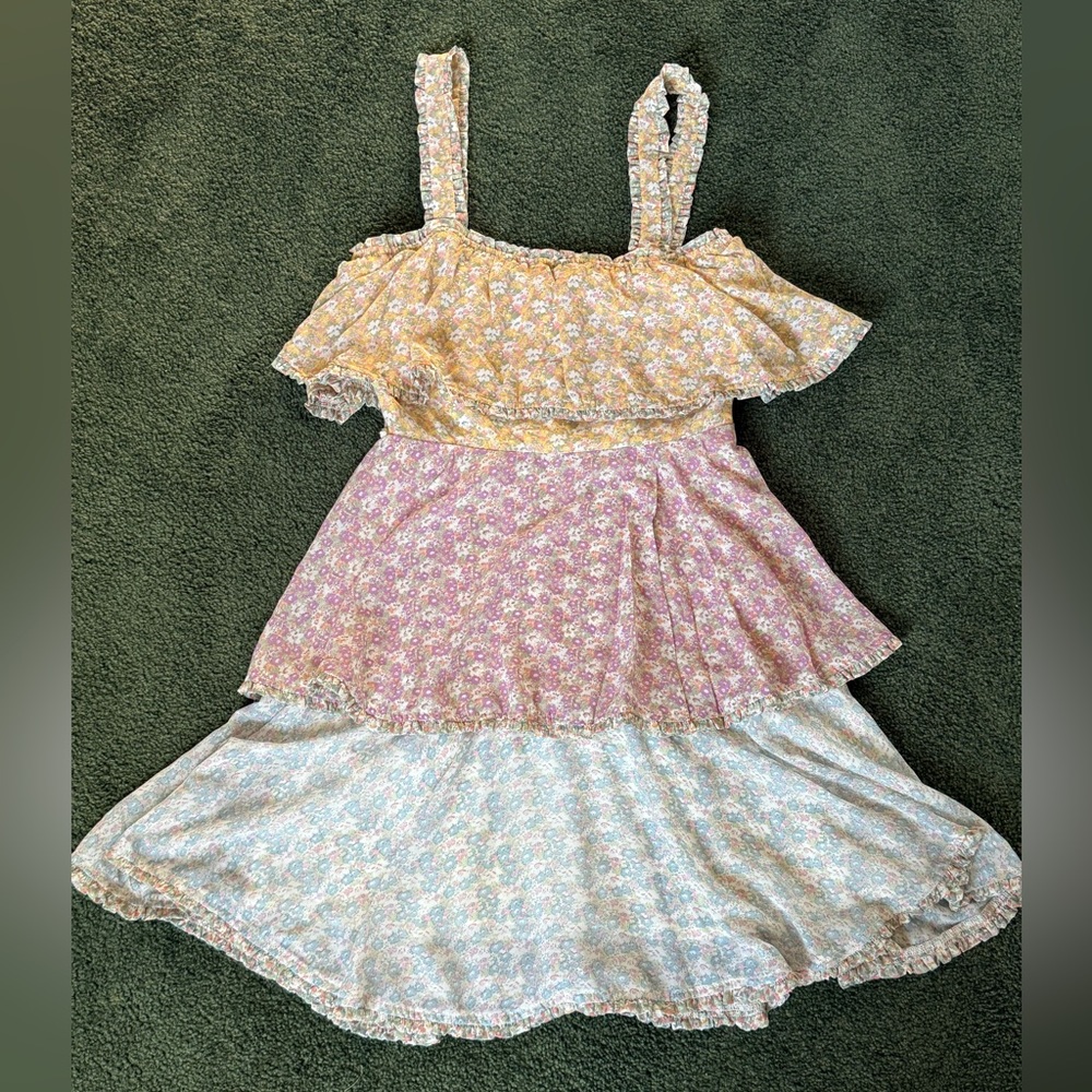 Storia Layered Floral Dress - Yellow, Pink, Cream